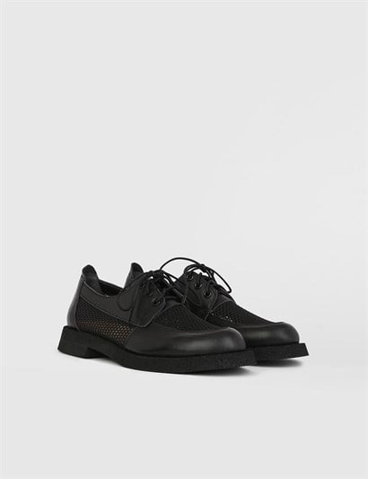Bartu Black Leather Women's Oxford