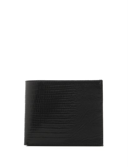 Basil Men's Wallet Black Printed Leather