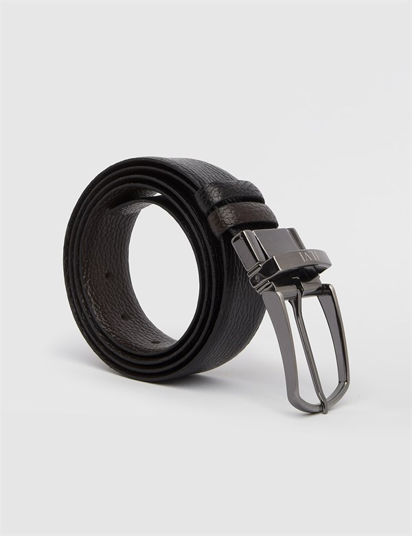 Bhric Black-Brown Floater Leather Men's Reversible Belt
