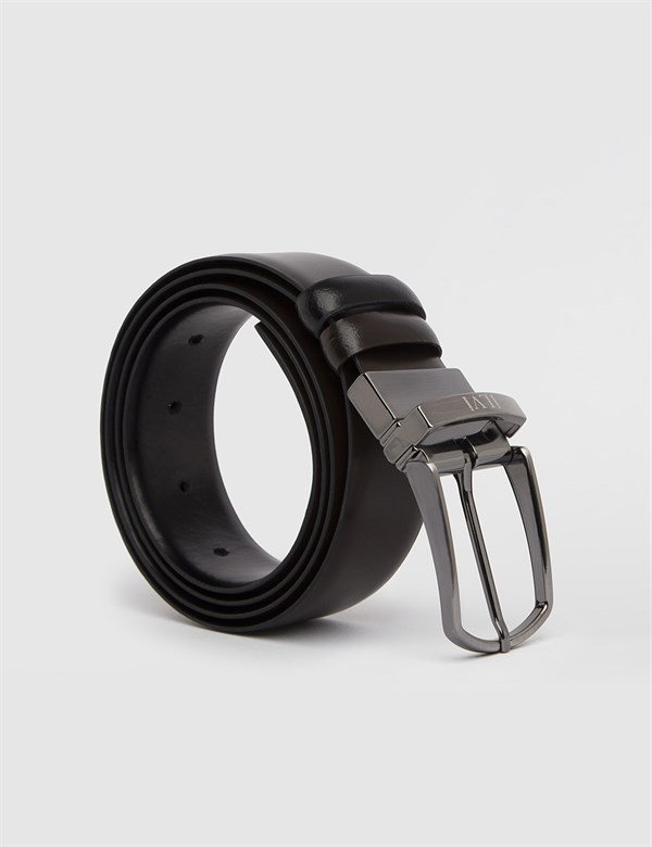 Bhric Black-Brown Aniline Leather Men's Reversible Belt