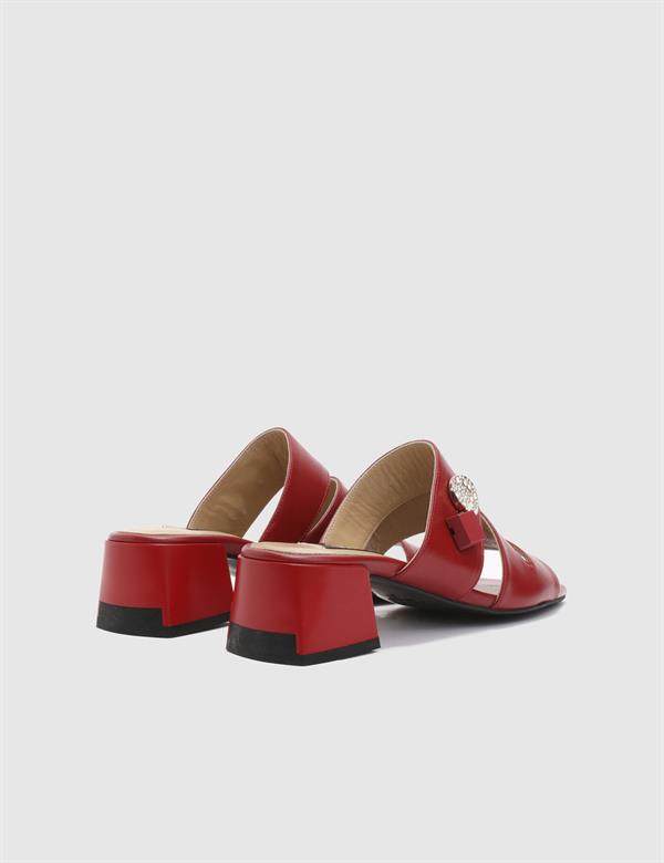 Bojana Red Leather Women's Heeled Slide
