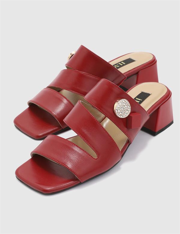 Bojana Red Leather Women's Heeled Slide