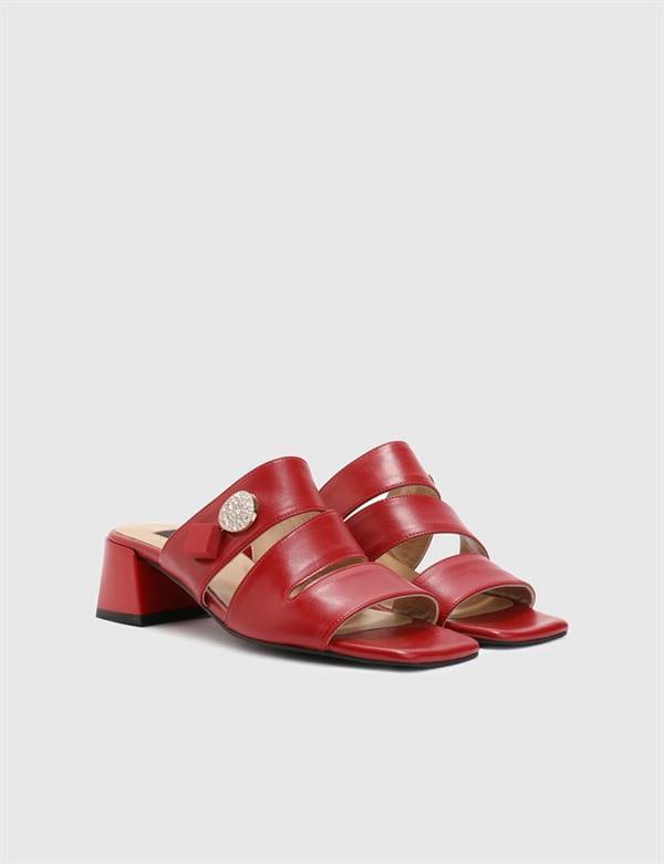 Bojana Red Leather Women's Heeled Slide