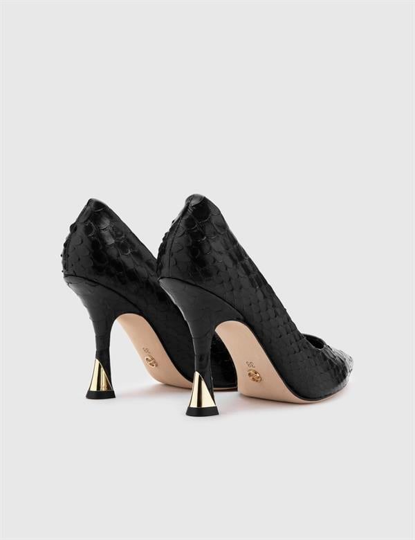 Bongor Black Snake Leather Women's Pump
