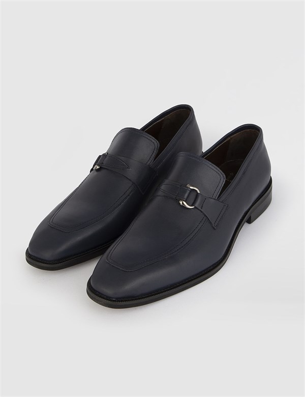 Booker Navy Blue Leather Men's Loafer