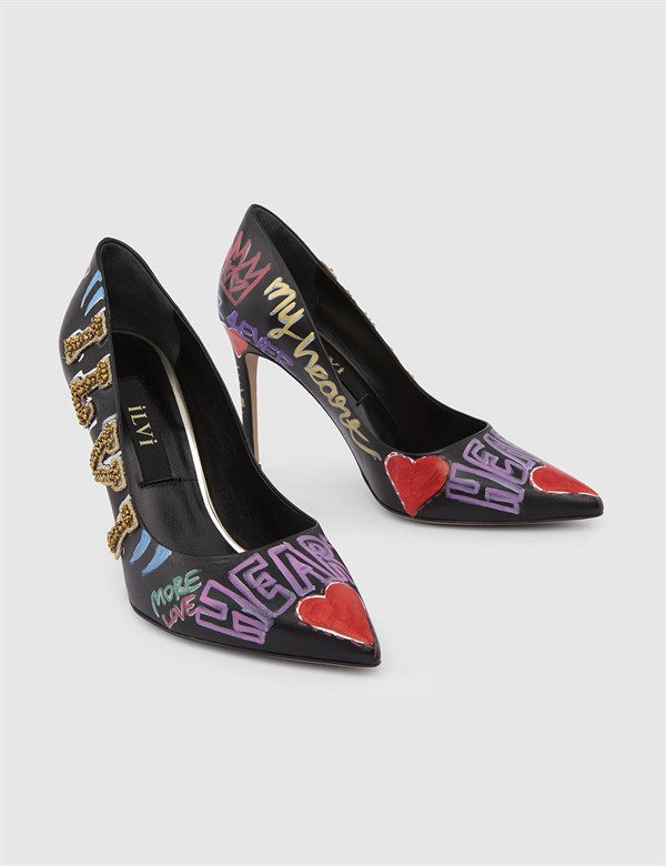 Brooks Black Leather Women's Stiletto