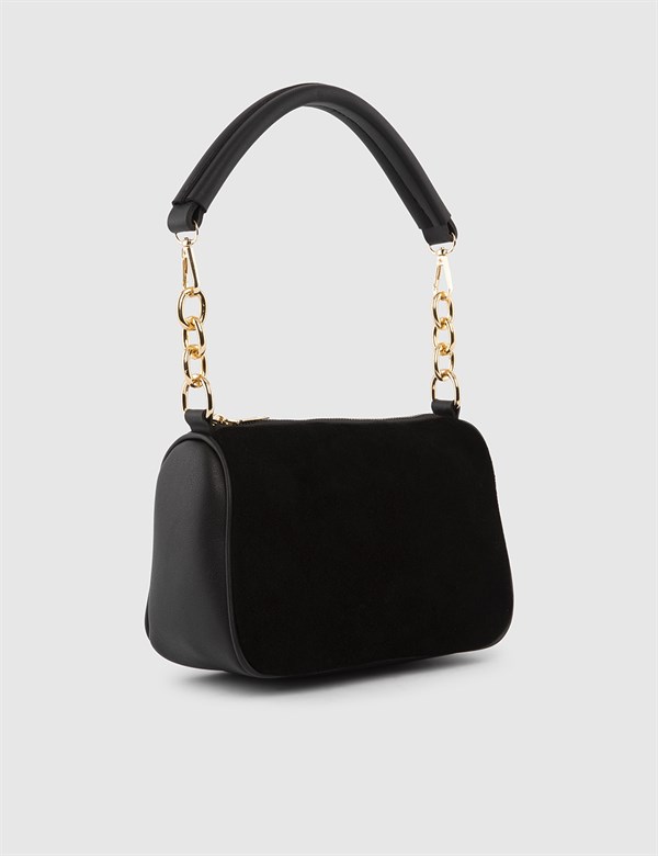Butwal Black Suede Women's Shoulder Bag