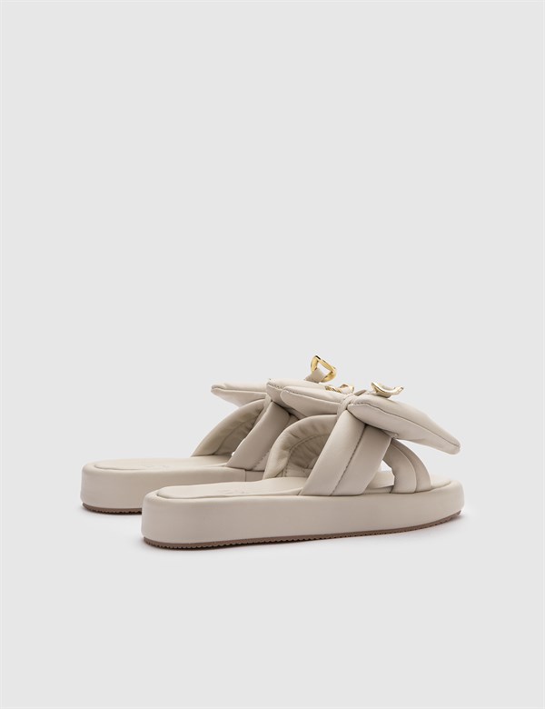 Cadha Cream Leather Women's Slipper