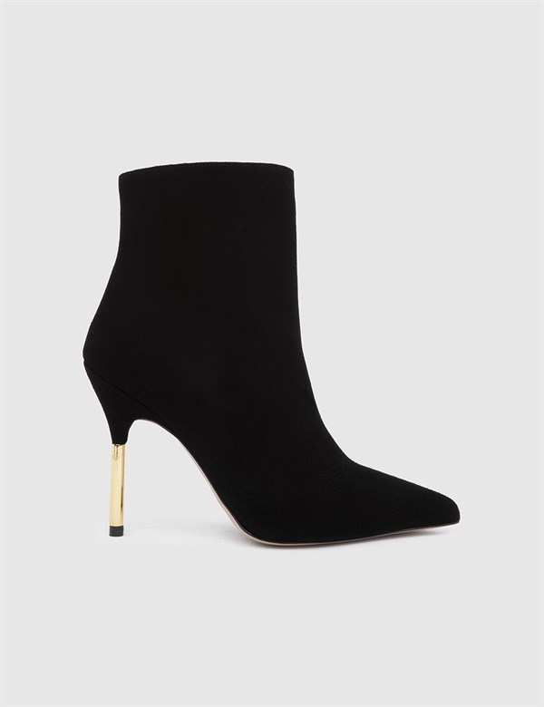 Camrose Black Suede Leather Women's Heeled Boot