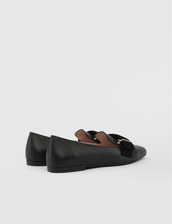 Centra Black Leather Women's Ballerina