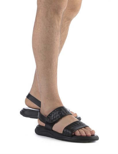 Charles Men's Sandal Black Braid Nappa