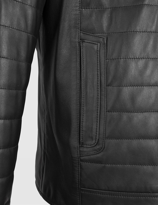 Charlot Black Men's Leather Bomber Jacket