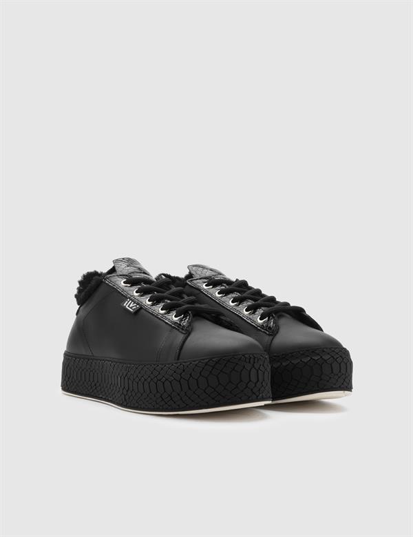 Cillia Black Snake Patent Leather Women's Sneaker