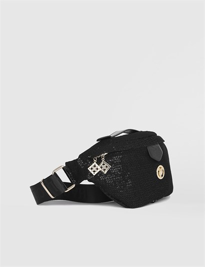 Clair Glittered Black Women's Belt Bag