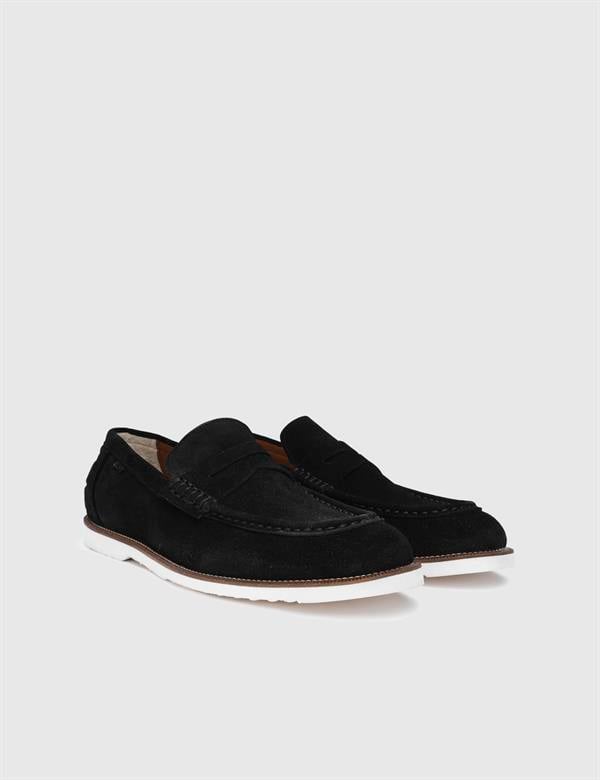 Craven Hakiki Süet Deri Erkek Siyah Loafer