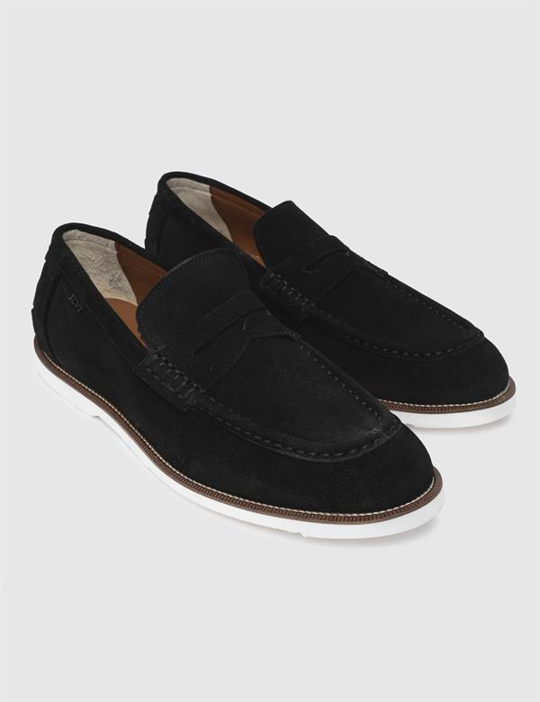 Craven Hakiki Süet Deri Erkek Siyah Loafer