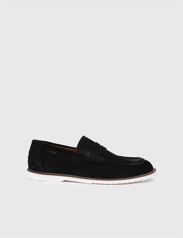 Craven Hakiki Süet Deri Erkek Siyah Loafer