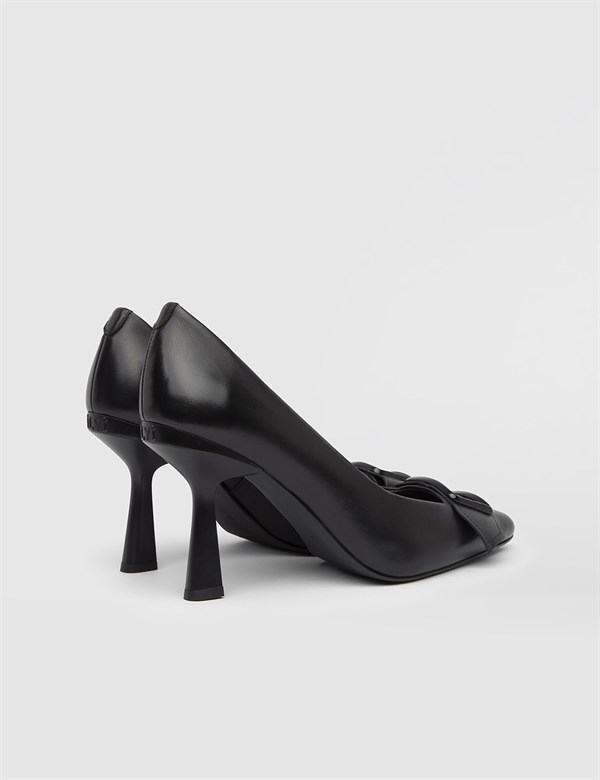 Crist Hakiki Deri Kadın Siyah Topuklu Ayakkabı