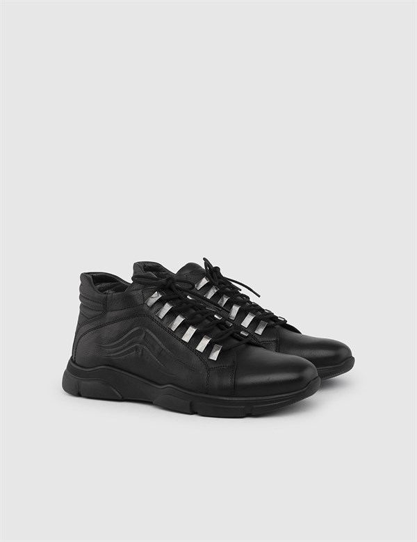 Crocus Black Floater Leather Men's Boot
