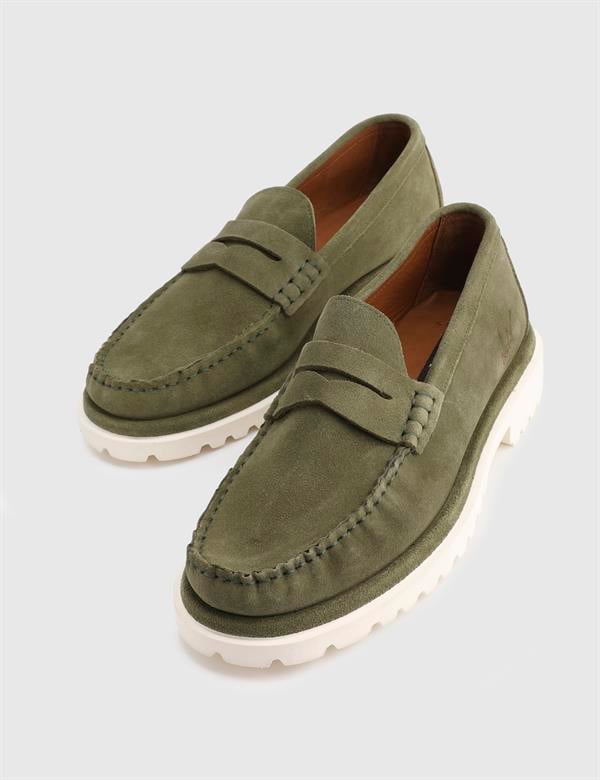 Crowle Süet Deri Yeşil Erkek Loafer Ayakkabı