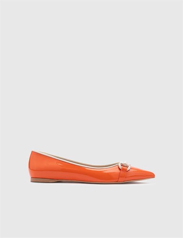 Csilla Orange Patent Leather Women's Ballerina