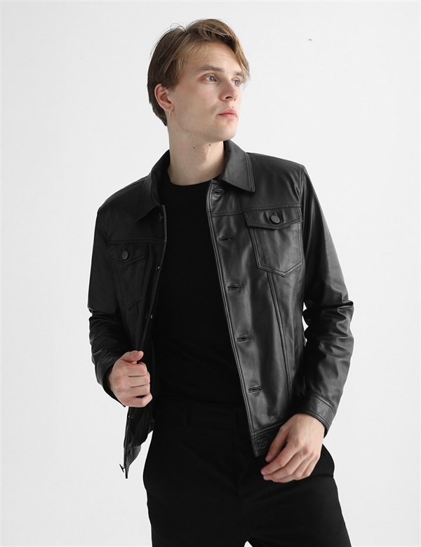 Cyril Black Leather Men's Jacket