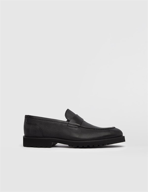 Dagrun Black Printed Leather Men's Daily Shoe