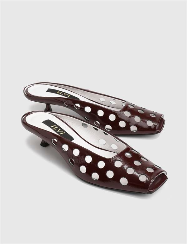 Dandy Burgundy Leather Women's Heeled Slide