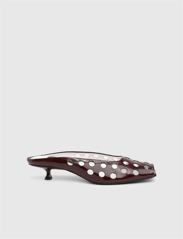 Dandy Burgundy Leather Women's Heeled Slide
