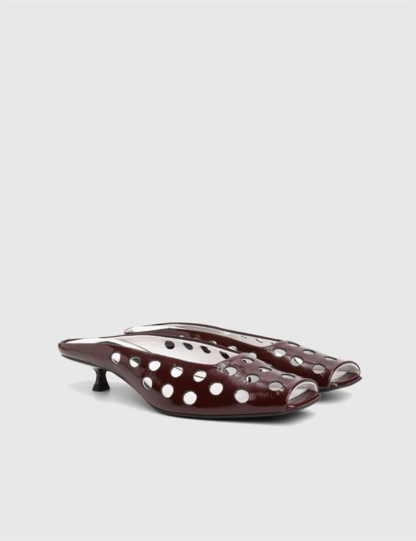 Dandy Burgundy Leather Women's Heeled Slide