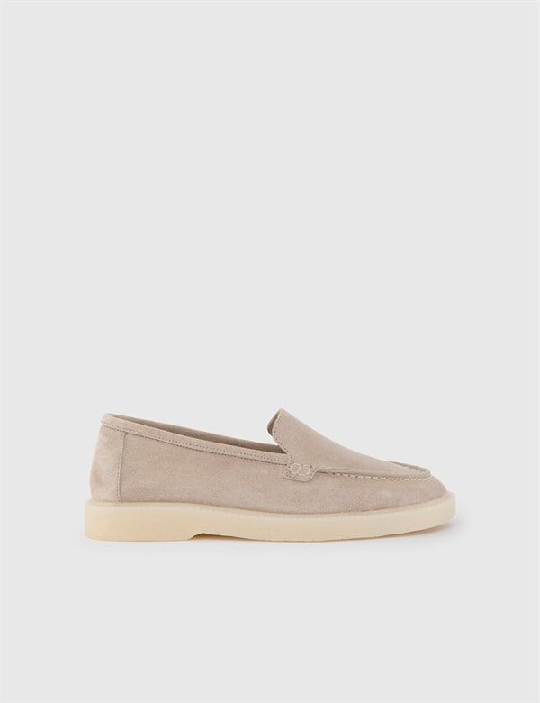 Danny Beige Suede Leather Women's Moccasin