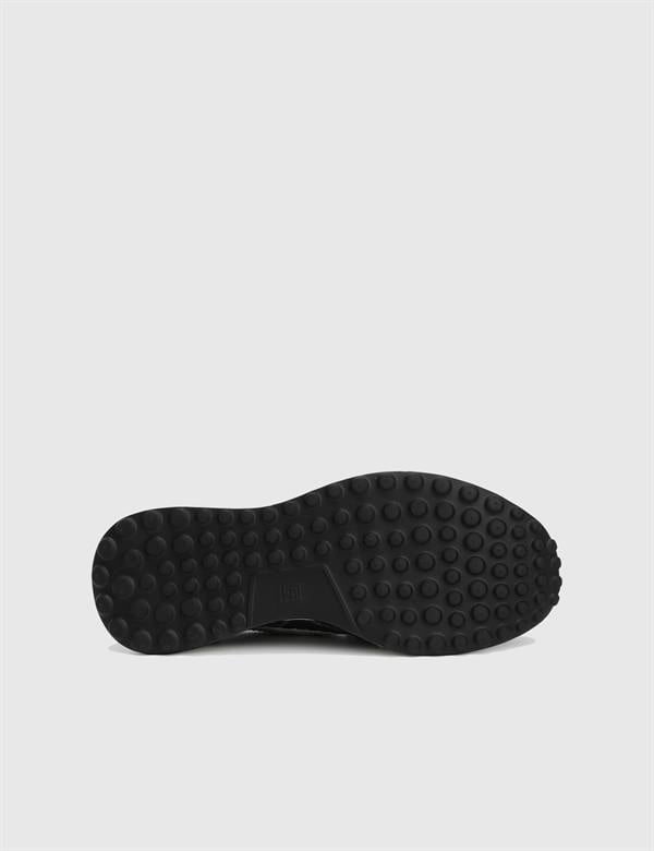Darwin Black Leather Tricot Men's Sneaker