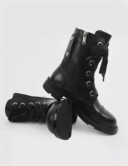 Dazy Black Leather Women's Boot