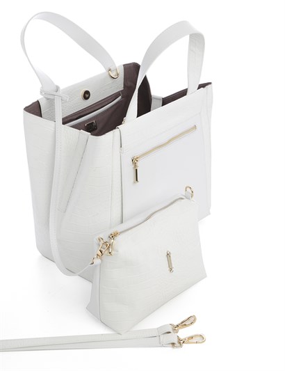 Deborah Women's Shoulder Bag White Crocodile
