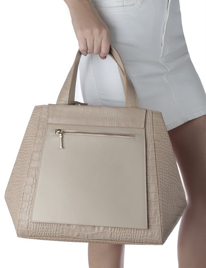 Deborah Women's Shoulder Bag Salmon Pink Crocodile