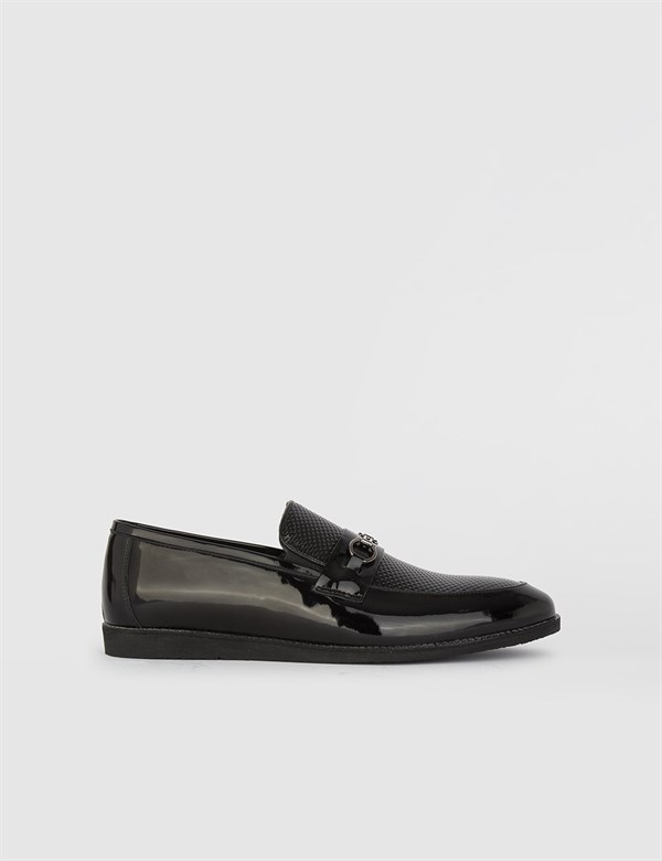 Delmer Hakiki Rugan Deri Erkek Siyah Klasik Ayakkabı