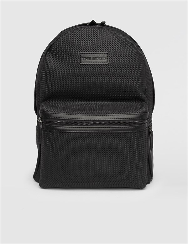 Dento Black Leather Men's Backpack