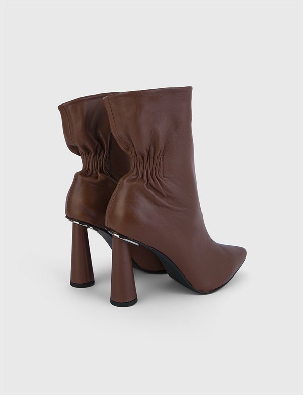 Dera Brown Leather Women's Heeled Boot
