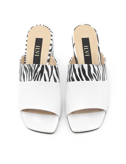Devid Women's Slipper White Leather-Zebra