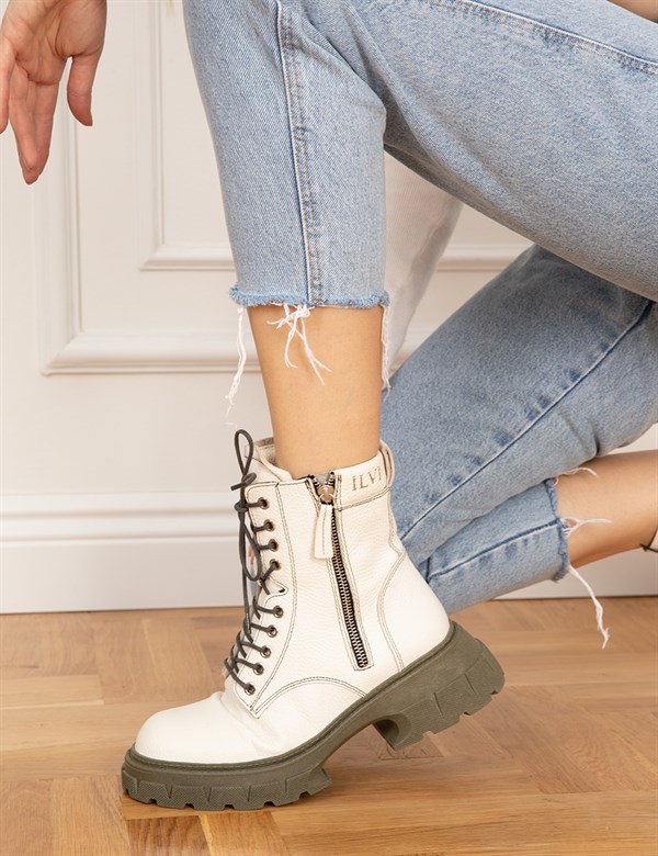 Dirk White Floater Leather Women's Boot