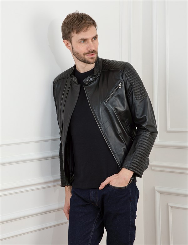 Dogg Black Leather Men's Jacket