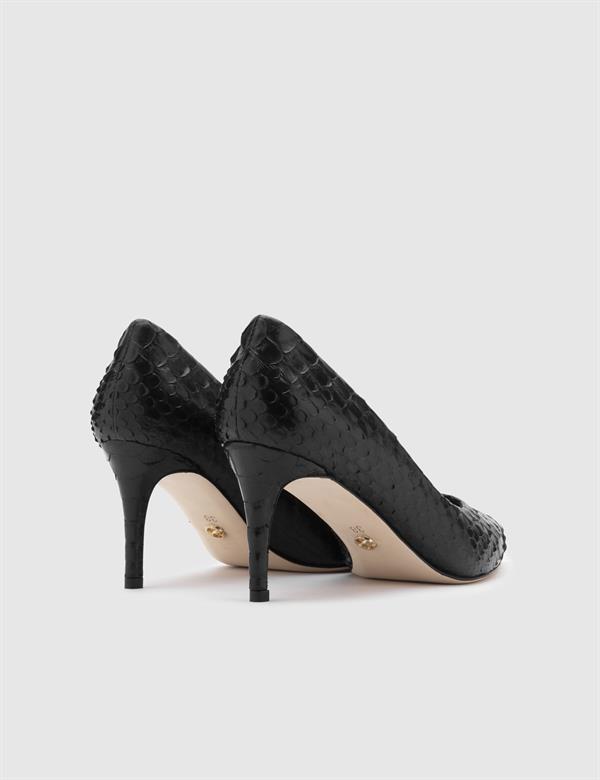 Dorra Black Snake Leather Women's Stiletto