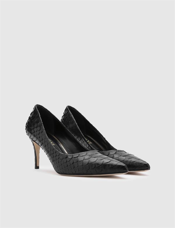 Dorra Black Snake Leather Women's Stiletto