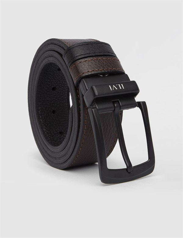 Drammen Black-Brown Floater Leather Men's Reversible Belt