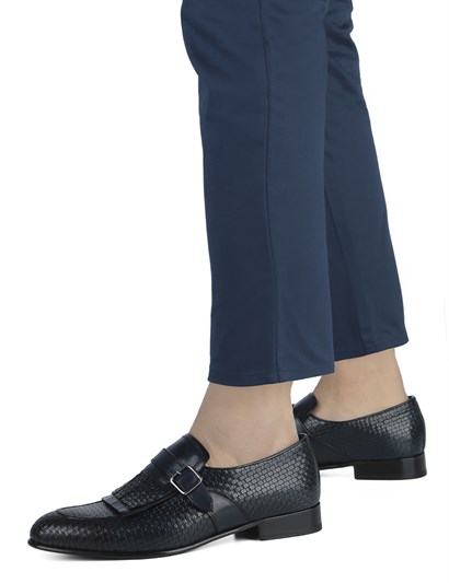 Dyuti Men's Moccasin Navy Blue Braid
