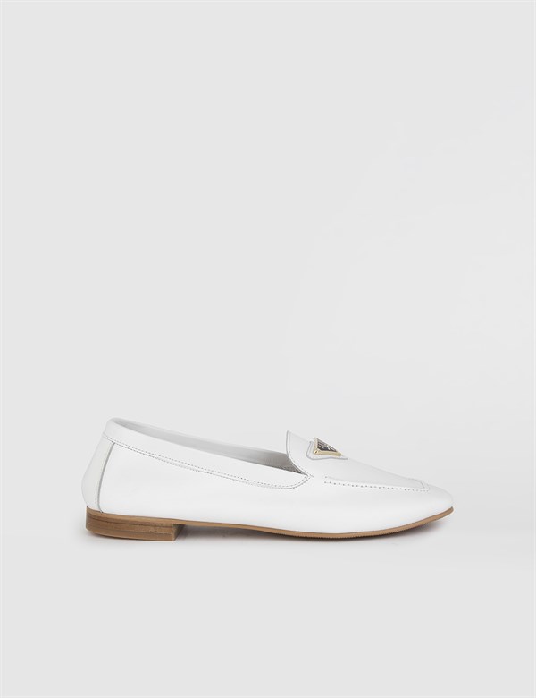 Efrain Hakiki Deri Kadın Beyaz Loafer Ayakkabı