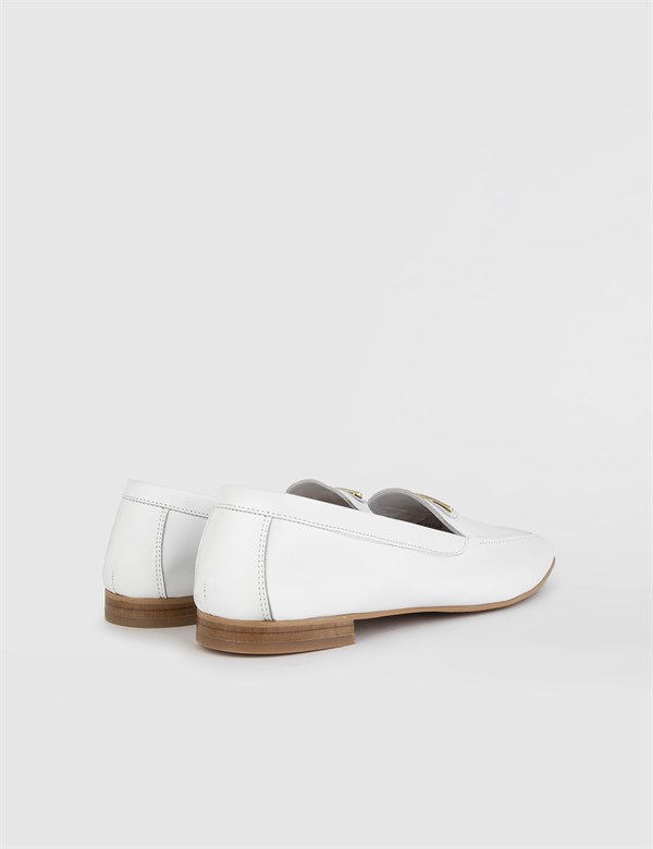 Efrain Hakiki Deri Kadın Beyaz Loafer Ayakkabı