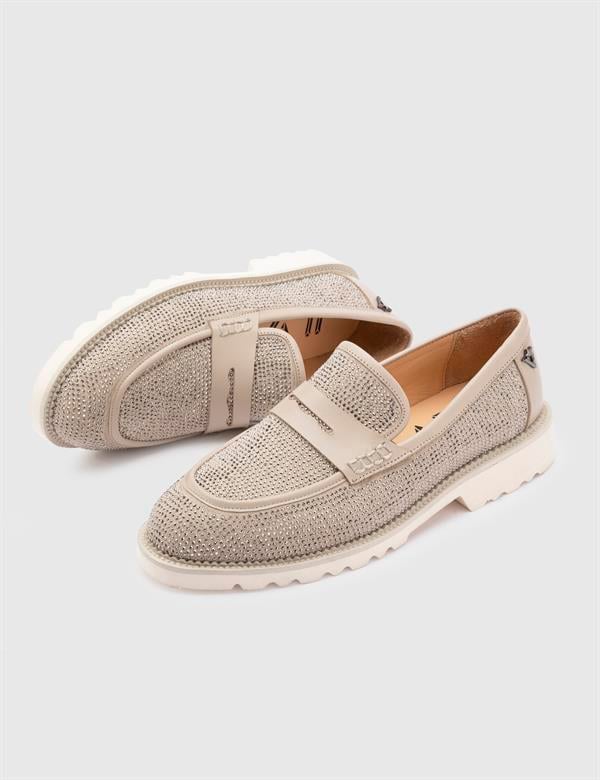 Ekala Mink Suede Leather Women's Loafer with Stones