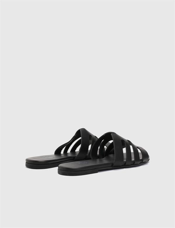 Elista Black Leather Women's Slide