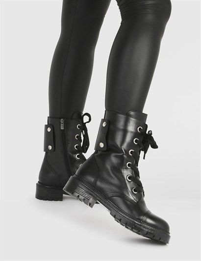 Ellie Black Leather Women's Boot